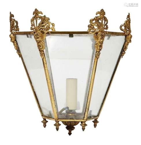 A REGENCY GILT BRONZE HEXAGONAL HALL LANTERN, EARLY 19TH CEN...