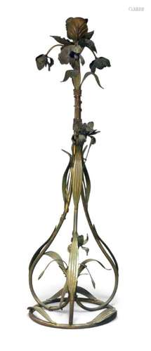 A FRENCH BRONZE STANDARD LAMP, EARLY 20TH CENTURY, NATURALIS...