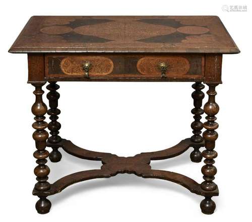 A WILLIAM & MARY SEAWEED MARQUETRY SIDE TABLE, THE RECTA...