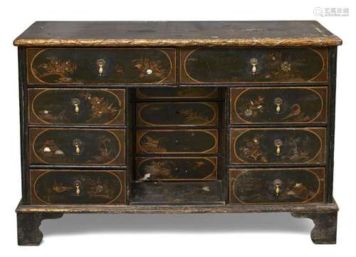 A QUEEN ANNE BLACK JAPANNED SIDE CABINET, C.1720, DECORATED ...