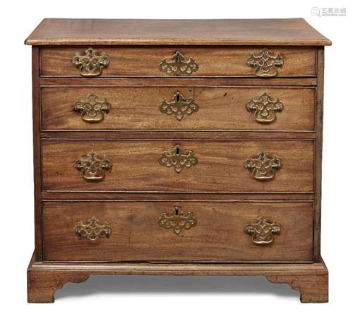 A GEORGE III MAHOGANY CHEST, LATE 18TH CENTURY, THE TOP WITH...