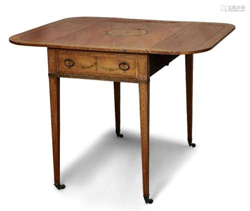 A GEORGE III-STYLE SATINWOOD PEMBROKE TABLE, WITH CENTRAL PA...