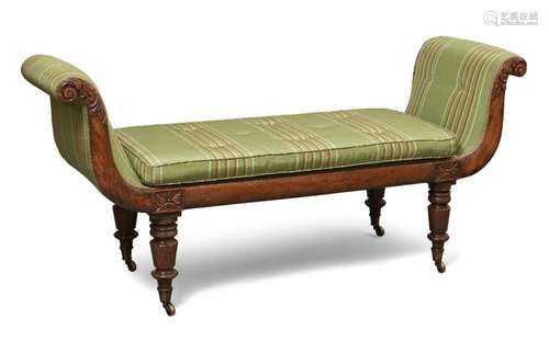 A REGENCY ROSEWOOD WINDOW SEAT, EARLY 19TH CENTURY, WITH CAR...