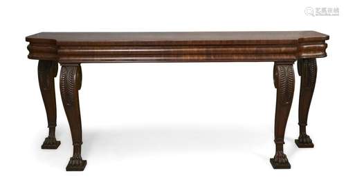 A WILLIAM IV MAHOGANY SERVING TABLE, OF BREAKFRONT OUTLINE W...