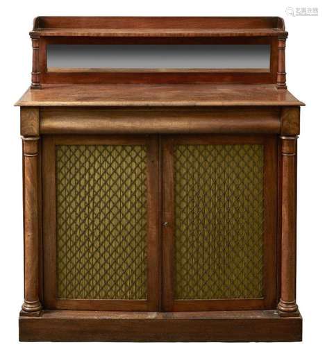 A MAHOGANY CHIFFONIER, 19TH CENTURY, THE SUPERSTRUCTURE WITH...