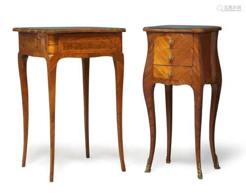 A CONTINENTAL WALNUT AND PARQUETRY SIDE TABLE, THE QUARTER V...