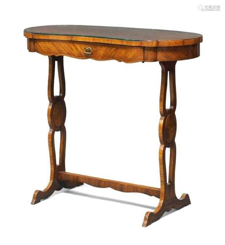 A CONTINENTAL TULIPWOOD AND INLAID SIDE TABLE, LATE 19TH CEN...