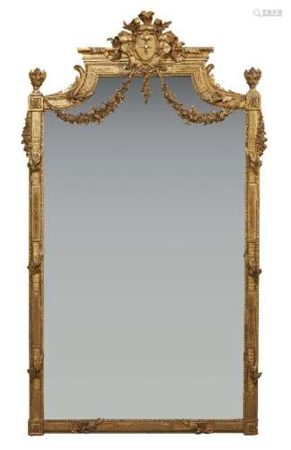 A FRENCH GILTWOOD OVERMANTEL MIRROR, LATE 19TH CENTURY, THE ...