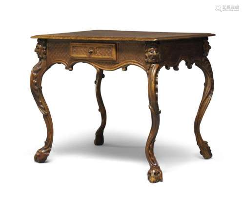 A FLEMISH OAK SIDE TABLE, LATE 19TH CENTURY, THE RECTANGULAR...