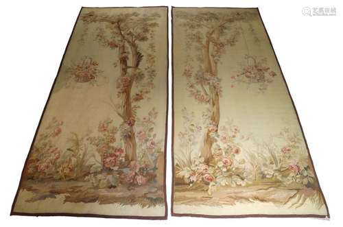 A PAIR OF AUBUSSON TAPESTRY PORTIERES, 19TH CENTURY, EACH WO...