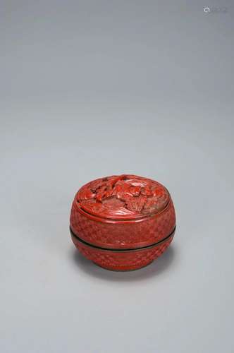 A CARVED RED LACQUER CIRCULAR BOX AND COVER QING DYNASTY