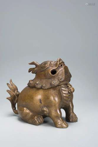 A BRONZE CENSER IN THE FORM OF MYTHICAL BEAST QING DYNASTY