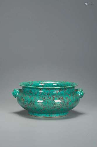 A GREEN GLAZED CENSER QING DYNASTY