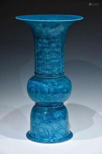 A LARGE LUJUN GLAZED BEAKER VASE LATE QING DYNASTY