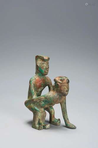 TWO BRONZE EROTIC FIGURES SHANG DYNASTY