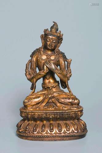 A GILT-COPPER FIGURE OF BODHISATTVA MING DYNASTY, YONGLE PER...