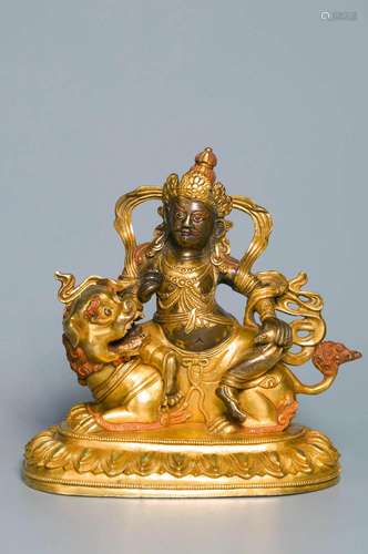 A GILT-COPPER FIGURE OF VAISHRAVANA QING DYNASTY