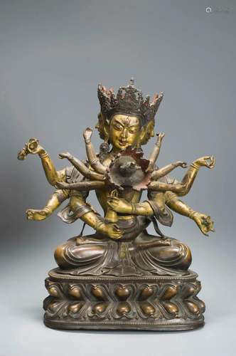 A GILT-BRONZE VAJRADHARA QING DYNASTY