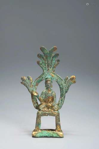 A GILT-BRONZE FIGURE OF SEATED BUDDHA NORTHERN WEI DYNASTY