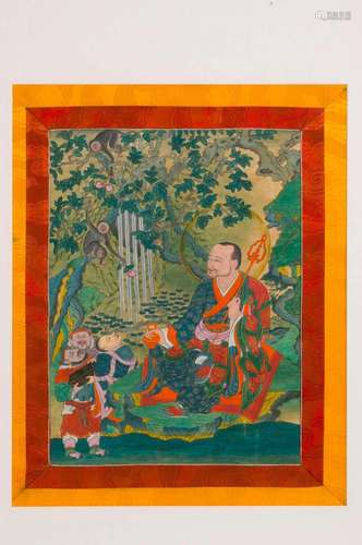 A VENERABLE BUDDHIST THANGKA TIBET QING DYNASTY