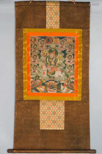 A FIGURE OF SEATED BUDDHA THANGKA TIBET QING DYNASTY