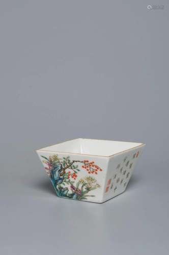 A FAMILLE-ROSE SQUARE CUP QING DYNASTY, QIANLONG PERIOD