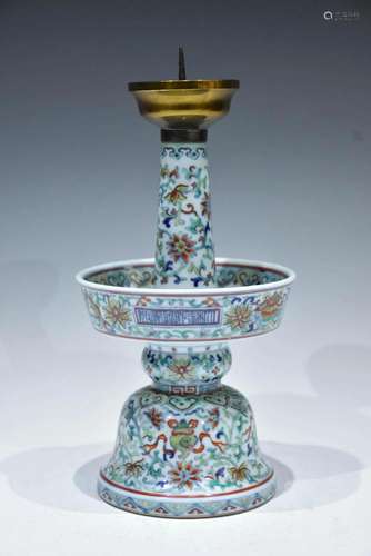 AN EXTREMELY PRECIOUS DOUCAI CANDLESTICK QING DYNASTY, QIANL...