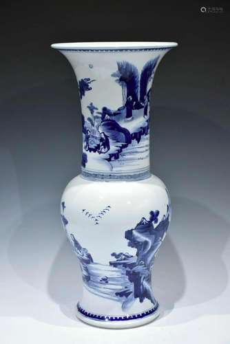 A BLUE AND WHITE VASE EARLY QING DYNASTY