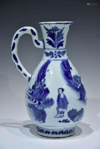 A BLUE AND WHITE EWER MING DYNASTY, CHONGZHEN PERIOD