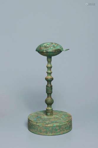 A BRONZE OIL LAMP HAN DYNASTY