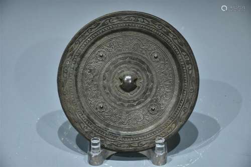 A BRONZE DRUM NAIL CIRCULAR MIRROR HAN DYNASTY