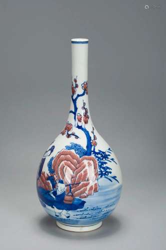 A BLUE AND WHITE AND UNDERGLAZE-RED VASE QING DYNASTY