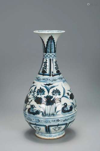 A BLUE AND WHITE VASE YUAN DYNASTY