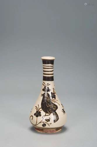 A RARE BROWN JIZHOU PAINTED VASE YUAN DYNASTY