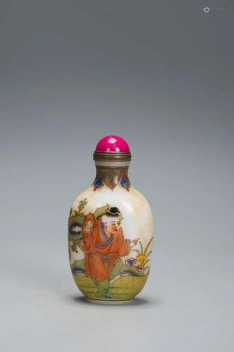 A ENAMEL PAINTED BOY SNUFF BOTTLE