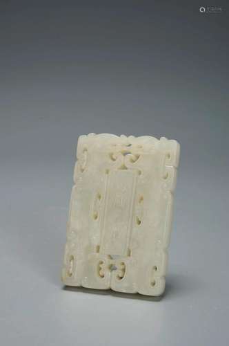 A WHITE JADE CADVED BRAND QING DYNASTY, QIANLONG PERIOD