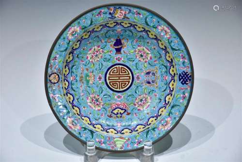 A BIG CLOISONNE ENAMEL DISH MID-QING DYNASTY