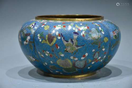 A LARGE CLOISONNE ENAMEL WATER BOWL MID-QING DYNASTY