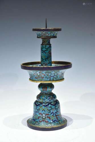 AN EXTREMELY PRECIOUS CLOISONNE ENAMEL CANDLESTICK MID- QING...