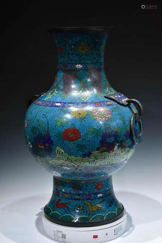 A RARE LARGE CLOISONNE ENAMEL ZUN EARLY QING DYNASTY