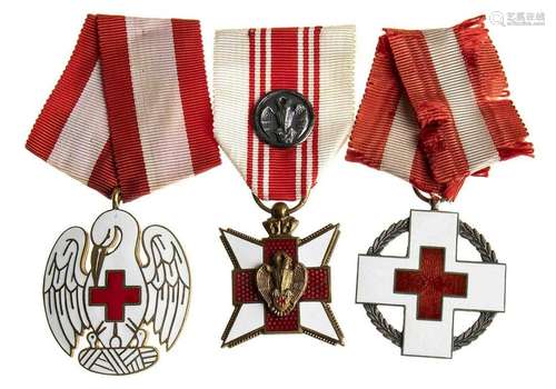 DENMARK DANISH RED CROSS, LOT OF THREE MEDALS DIFFERENT META...