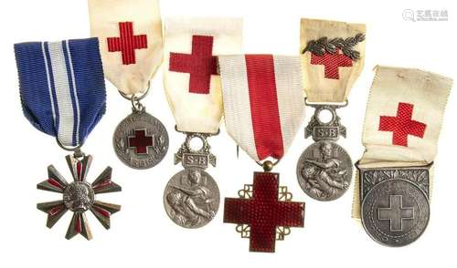 FRANCE LOT OF 6 CRF MEDALS SILVER-BRONZE-ENAMELS, FROM 26 TO...