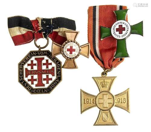 GERMANY, III REICH LOT OF FOUR RED CROSS MEDALS METALS AND M...