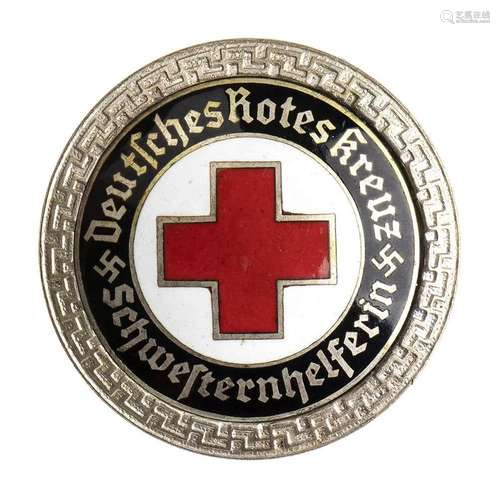 GERMANY, III REICH VOLUNTARY NURSE BADGE SILVERED METAL, ENA...