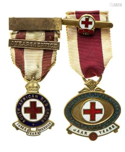 REPUBLIC OF SOUTH AFRICA TWO MEDALS OF THE SOUTH AFRICAN RED...