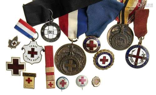 USA LOT OF 14 USA RED CROSS MEDALS BRONZE LOT OF FOURTEEN BR...