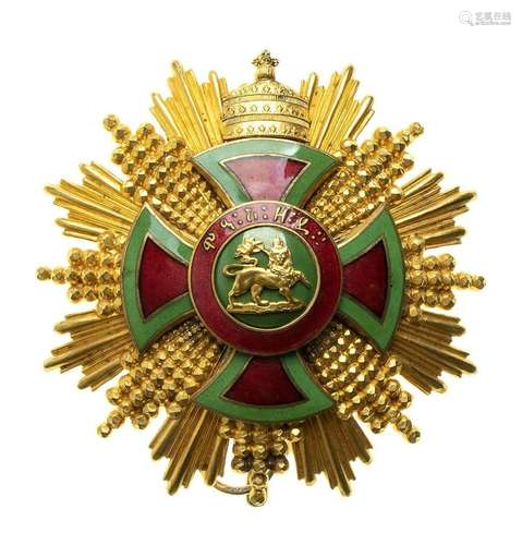 ETIOPIA ORDER OF MENELIK, GRAND CROSS BREAST BADGE SILVER GI...