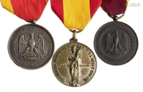 ITALY, KINGDOM LOT OF THREE MEDALS BRONZE, DIFFERENT SIZES G...