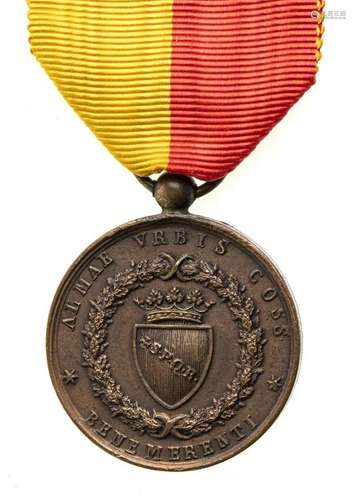 ITALY, KINGDOM MEDAL OF MERIT FOR THE ROMAN VOLUNTEERS DEFEN...