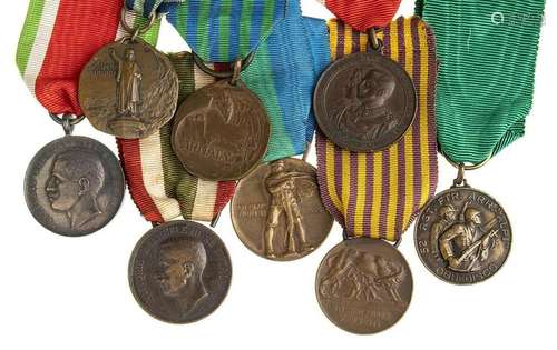 ITALY, KINGDOM LOT OF EIGHT MEDALS BRONZE, SILVER, DIFFERENT...